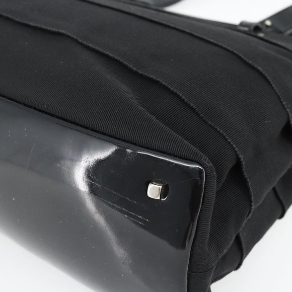 Salvatore Ferragamo Handtasche Canvas Lackleder Schwarz Silber Original ka4464