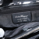 Salvatore Ferragamo Handtasche Canvas Lackleder Schwarz Silber Original ka4464-12