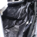 Salvatore Ferragamo Handtasche Canvas Lackleder Schwarz Silber Original ka4464-18