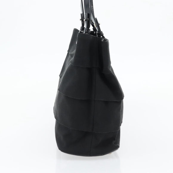 Salvatore Ferragamo Handtasche Canvas Lackleder Schwarz Silber Original ka4464