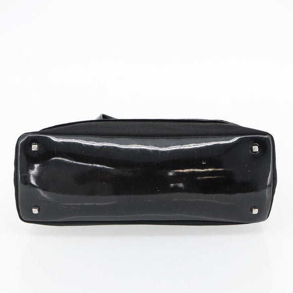 Salvatore Ferragamo Handtasche Canvas Lackleder Schwarz Silber Original ka4464