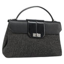 CARTIER Hand Bag Canvas Black Silver Auth ka4465-1
