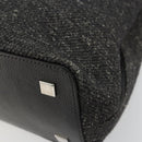 CARTIER Hand Bag Canvas Black Silver Auth ka4465-10
