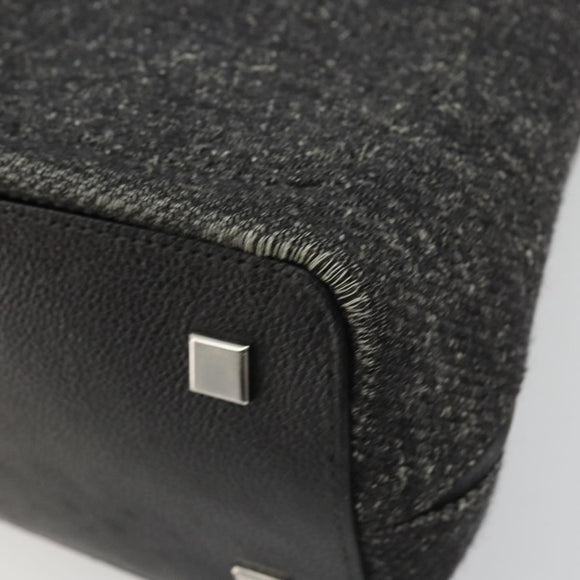 CARTIER Hand Bag Canvas Black Silver Auth ka4465