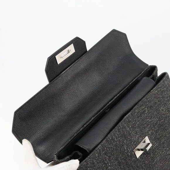 CARTIER Hand Bag Canvas Black Silver Auth ka4465
