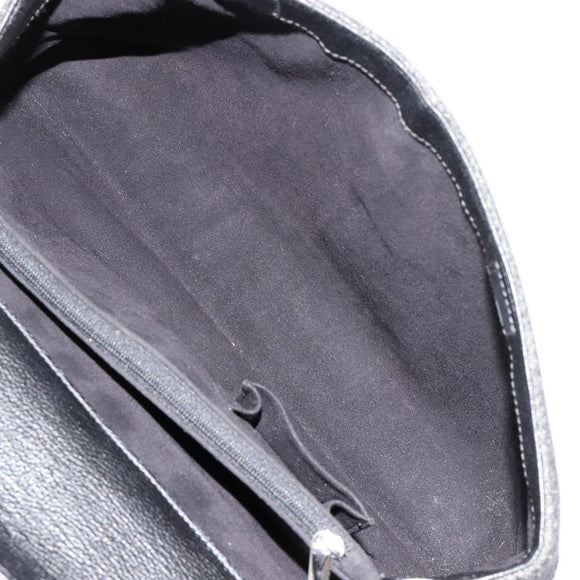 CARTIER Hand Bag Canvas Black Silver Auth ka4465