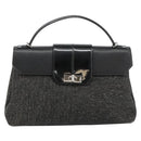 CARTIER Hand Bag Canvas Black Silver Auth ka4465-2