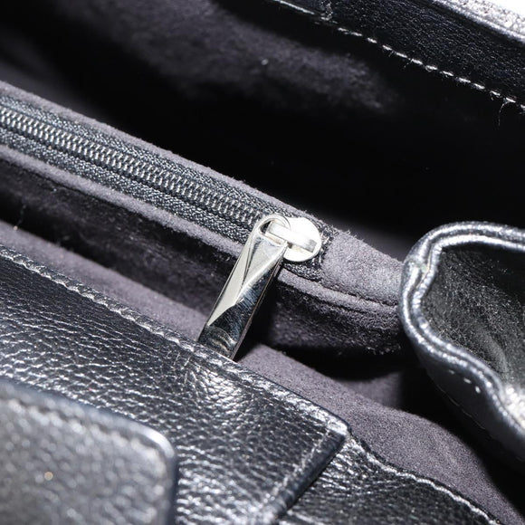 CARTIER Hand Bag Canvas Black Silver Auth ka4465
