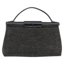 CARTIER Hand Bag Canvas Black Silver Auth ka4465-3