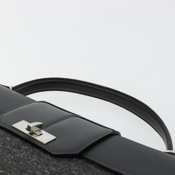 CARTIER Hand Bag Canvas Black Silver Auth ka4465