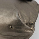 Salvatore Ferragamo Gancini Handtasche Leder Silber Auth ka4466-10