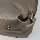 Salvatore Ferragamo Gancini Handtasche Leder Silber Auth ka4466-12