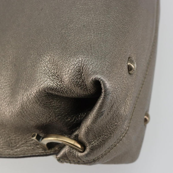 Salvatore Ferragamo Gancini Handtasche Leder Silber Auth ka4466