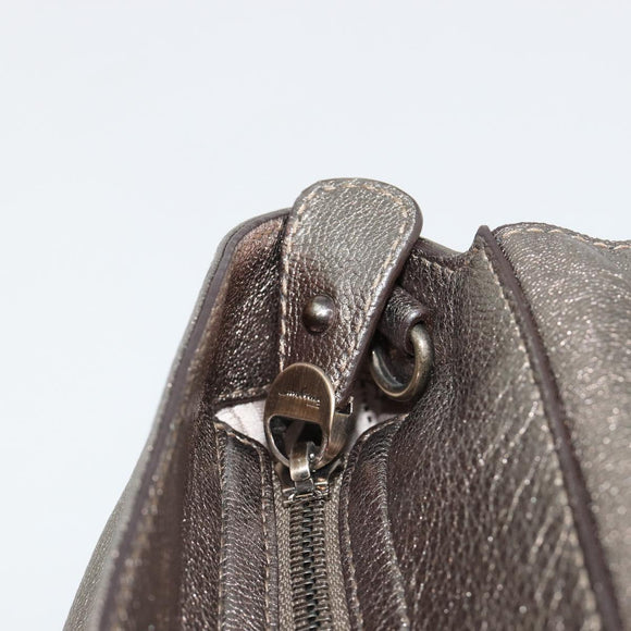 Salvatore Ferragamo Gancini Handtasche Leder Silber Auth ka4466