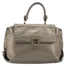 Salvatore Ferragamo Gancini Handtasche Leder Silber Auth ka4466-2