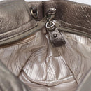 Salvatore Ferragamo Gancini Handtasche Leder Silber Auth ka4466-20