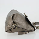 Salvatore Ferragamo Gancini Handtasche Leder Silber Auth ka4466-4
