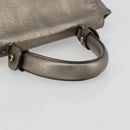 Salvatore Ferragamo Gancini Handtasche Leder Silber Auth ka4466-7