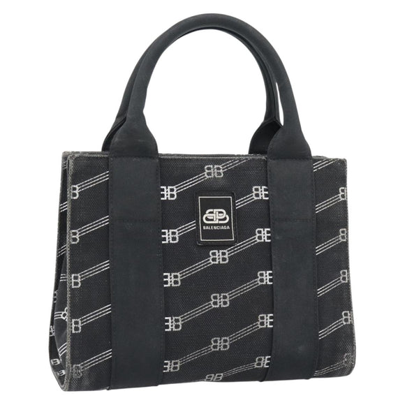 BALENCIAGA Hand Bag Canvas 2way Black Silver 620882 Auth ka4467