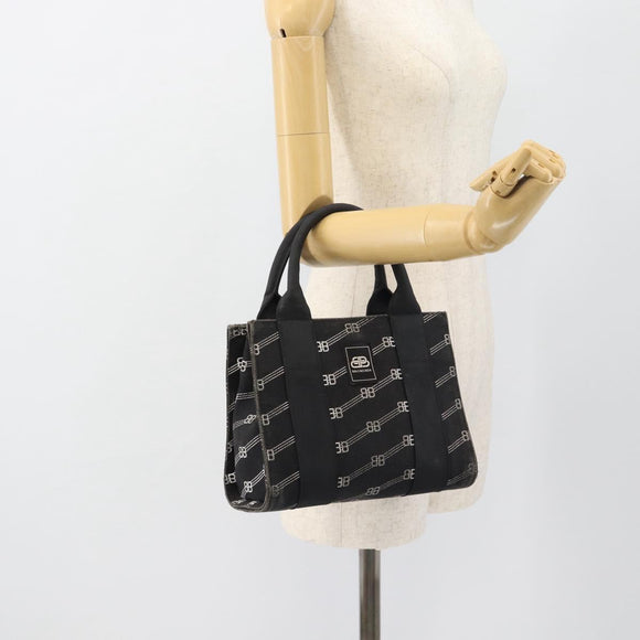 BALENCIAGA Hand Bag Canvas 2way Black Silver 620882 Auth ka4467