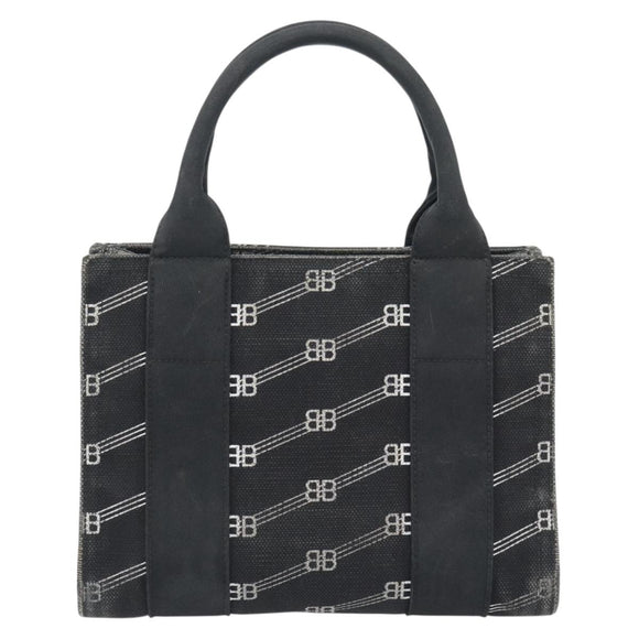 BALENCIAGA Hand Bag Canvas 2way Black Silver 620882 Auth ka4467