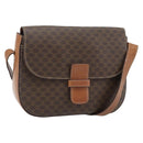 CELINE Macadam Canvas Shoulder Bag PVC Leather Brown Gold Auth ka4468-1