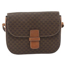 CELINE Macadam Canvas Shoulder Bag PVC Leather Brown Gold Auth ka4468-13