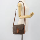 CELINE Macadam Canvas Shoulder Bag PVC Leather Brown Gold Auth ka4468-23