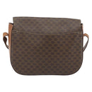 CELINE Macadam Canvas Shoulder Bag PVC Leather Brown Gold Auth ka4468-2