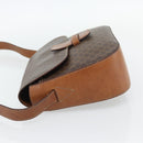 CELINE Macadam Canvas Shoulder Bag PVC Leather Brown Gold Auth ka4468-3