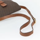 CELINE Macadam Canvas Shoulder Bag PVC Leather Brown Gold Auth ka4468-7