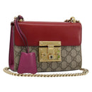 GUCCI GG Supreme Chain Shoulder Bag PVC Red Gold 409487 Auth ka4469-1