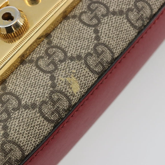 GUCCI GG Supreme Chain Shoulder Bag PVC Red Gold 409487 Auth ka4469