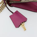 GUCCI GG Supreme Chain Shoulder Bag PVC Red Gold 409487 Auth ka4469-16