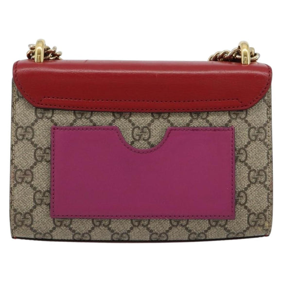 GUCCI GG Supreme Chain Shoulder Bag PVC Red Gold 409487 Auth ka4469
