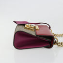 GUCCI GG Supreme Chain Shoulder Bag PVC Red Gold 409487 Auth ka4469-4