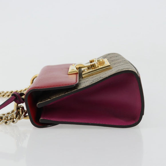 GUCCI GG Supreme Chain Shoulder Bag PVC Red Gold 409487 Auth ka4469