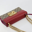 GUCCI GG Supreme Chain Shoulder Bag PVC Red Gold 409487 Auth ka4469-6
