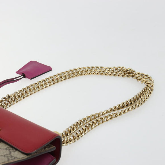 GUCCI GG Supreme Chain Shoulder Bag PVC Red Gold 409487 Auth ka4469