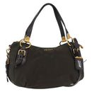 PRADA Hand Bag Nylon 2way Khaki Gold Auth ka447-1