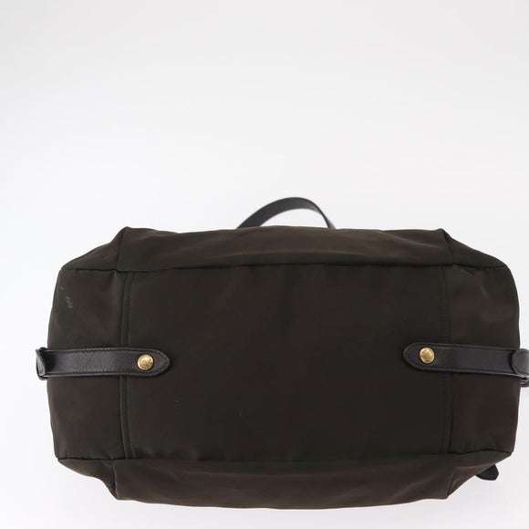 PRADA Hand Bag Nylon 2way Khaki Gold Auth ka447