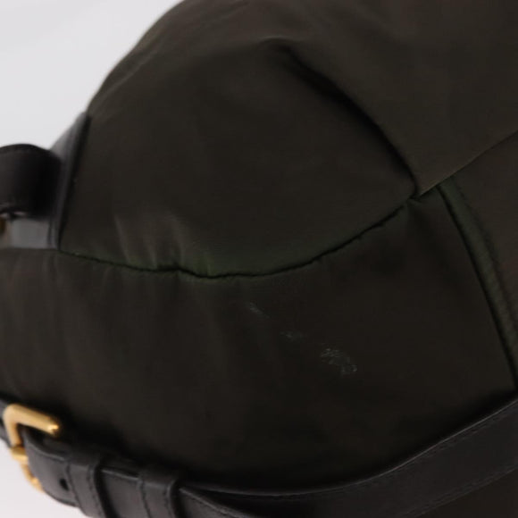 PRADA Hand Bag Nylon 2way Khaki Gold Auth ka447