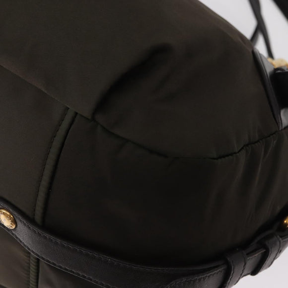 PRADA Hand Bag Nylon 2way Khaki Gold Auth ka447
