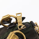 PRADA Hand Bag Nylon 2way Khaki Gold Auth ka447-9