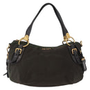 PRADA Hand Bag Nylon 2way Khaki Gold Auth ka447-13