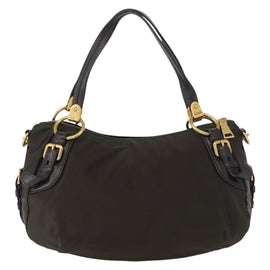 PRADA Hand Bag Nylon 2way Khaki Gold Auth ka447 - 0