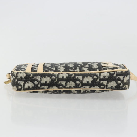 Christian Dior Trotter Canvas Accessory Pouch PVC Black Silver Auth ka4470A