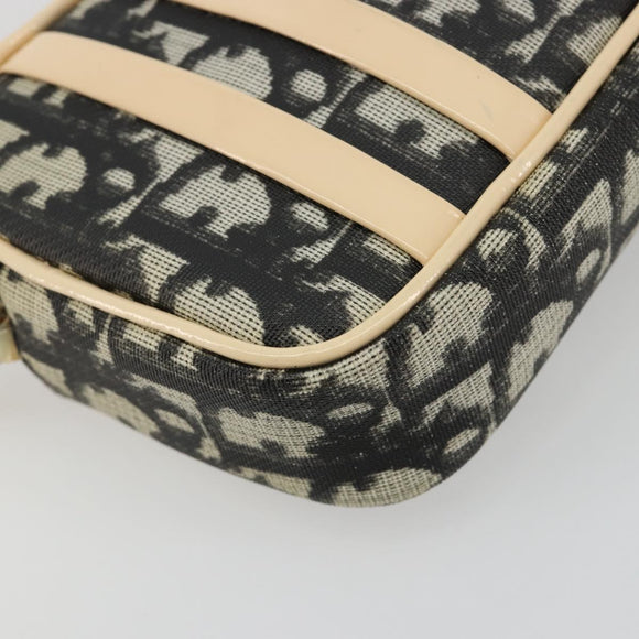 Christian Dior Trotter Canvas Accessory Pouch PVC Black Silver Auth ka4470A