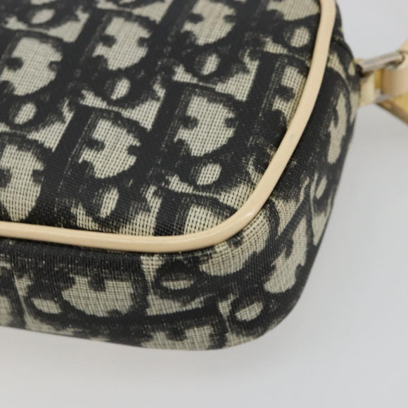 Christian Dior Trotter Canvas Accessory Pouch PVC Black Silver Auth ka4470A