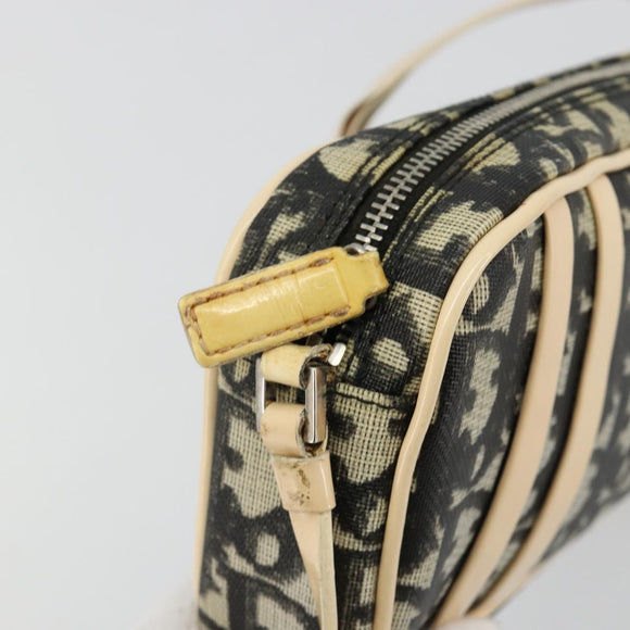 Christian Dior Trotter Canvas Accessory Pouch PVC Black Silver Auth ka4470A